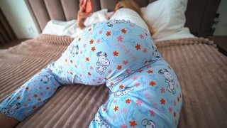 Stepdaughter seduces stepdad by watching porn with door open